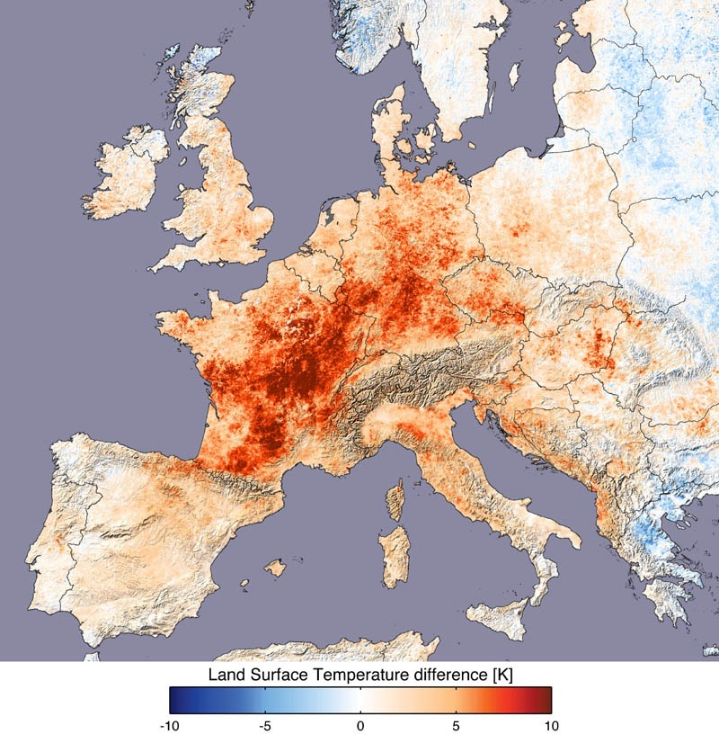 The European Heat wave of 2003 as seen from MODIS - Blue ...